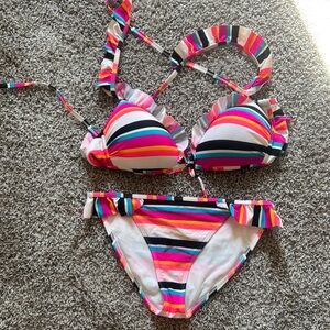 Colorful Striped Bikini - Size L
